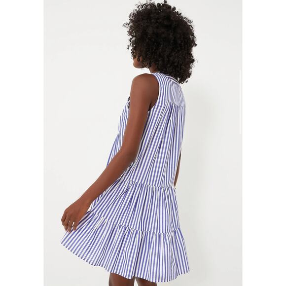 Pomander Place Blue White Stripe Sleeveless Cotton Poplin Kenzo Dress NWT Small - Picture 3 of 9